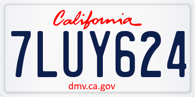 CA license plate 7LUY624