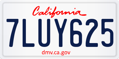 CA license plate 7LUY625