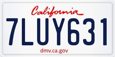CA license plate 7LUY631