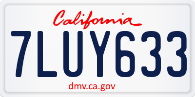 CA license plate 7LUY633