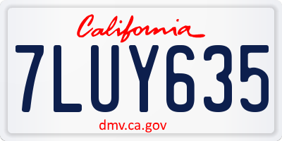 CA license plate 7LUY635