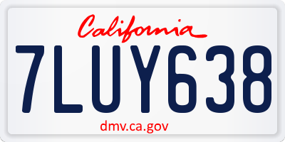 CA license plate 7LUY638