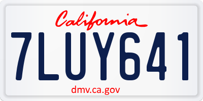 CA license plate 7LUY641