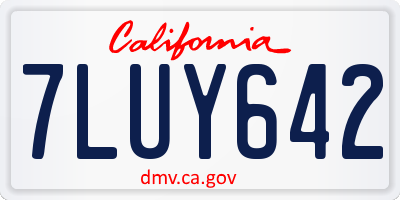 CA license plate 7LUY642