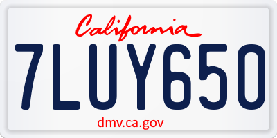 CA license plate 7LUY650
