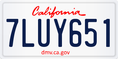 CA license plate 7LUY651