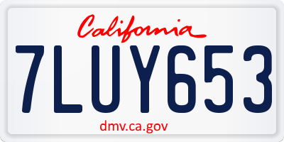 CA license plate 7LUY653