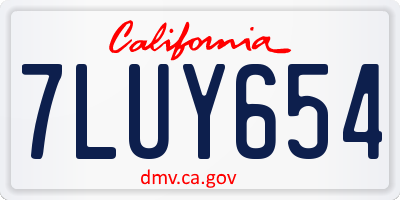CA license plate 7LUY654