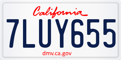 CA license plate 7LUY655
