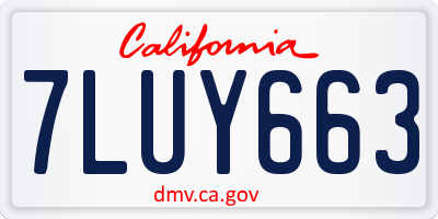 CA license plate 7LUY663