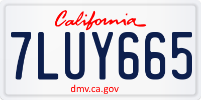 CA license plate 7LUY665