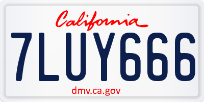 CA license plate 7LUY666