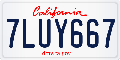CA license plate 7LUY667