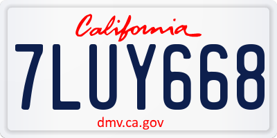 CA license plate 7LUY668