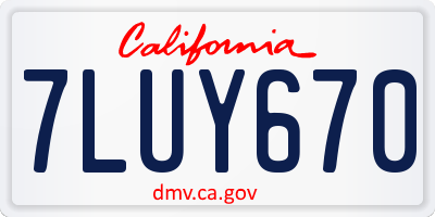CA license plate 7LUY670