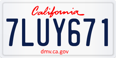 CA license plate 7LUY671