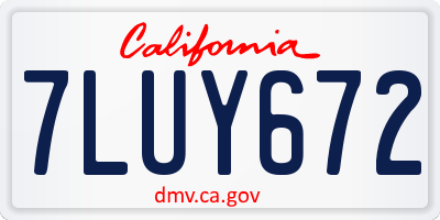 CA license plate 7LUY672