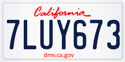 CA license plate 7LUY673