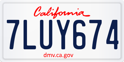CA license plate 7LUY674