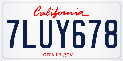 CA license plate 7LUY678