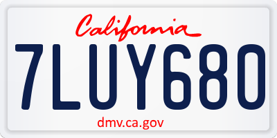 CA license plate 7LUY680