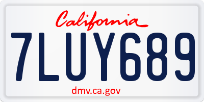 CA license plate 7LUY689