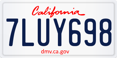 CA license plate 7LUY698
