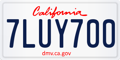 CA license plate 7LUY700