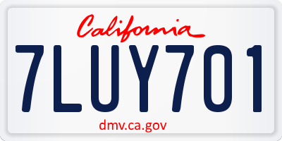 CA license plate 7LUY701