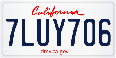 CA license plate 7LUY706