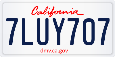CA license plate 7LUY707