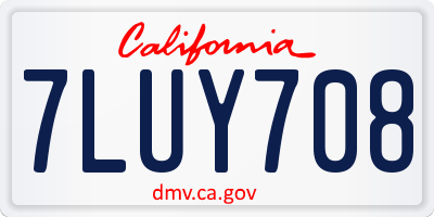 CA license plate 7LUY708