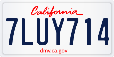 CA license plate 7LUY714