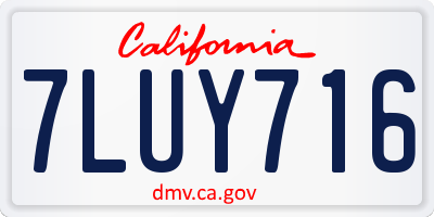 CA license plate 7LUY716