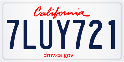 CA license plate 7LUY721