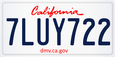 CA license plate 7LUY722