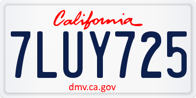 CA license plate 7LUY725