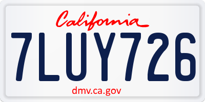 CA license plate 7LUY726
