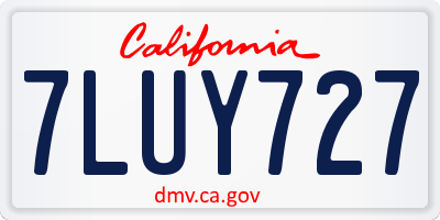 CA license plate 7LUY727