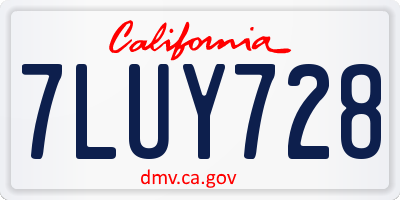 CA license plate 7LUY728