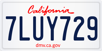 CA license plate 7LUY729