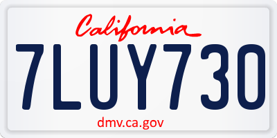 CA license plate 7LUY730
