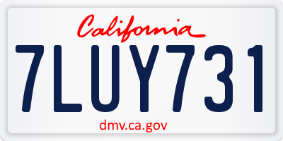 CA license plate 7LUY731