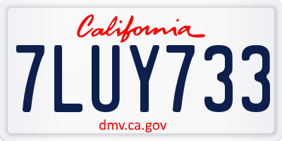 CA license plate 7LUY733