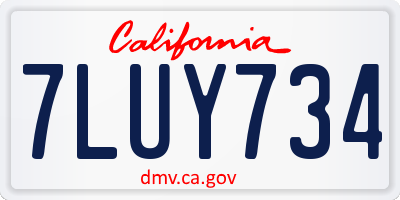 CA license plate 7LUY734