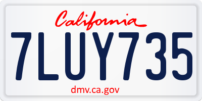 CA license plate 7LUY735