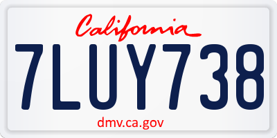 CA license plate 7LUY738