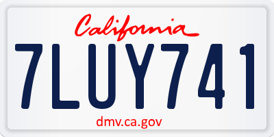 CA license plate 7LUY741
