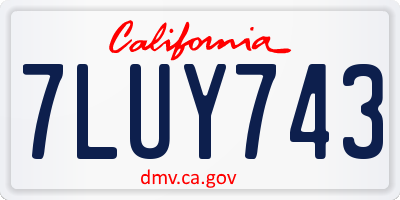 CA license plate 7LUY743