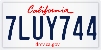 CA license plate 7LUY744